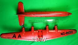 Vintage 1950's Marx NC-2100 American Airlines Pressed Steel Airplane 28 Tin Toy