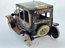 Vintage 1950's Marx Old Jalopy Tin Toy Antique Car Windup Working