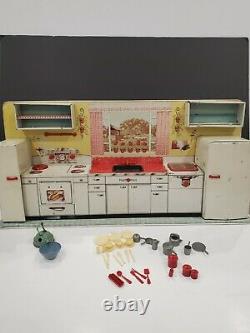 Vintage 1950's Marx Pretty Maid Tin Litho Toy Kitchen Set With Accessories