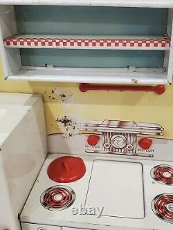 Vintage 1950's Marx Pretty Maid Tin Litho Toy Kitchen Set With Accessories