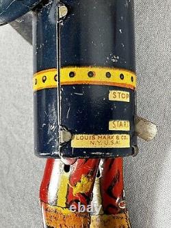 Vintage 1950's Marx Tin Litho Climbing Fireman Toy WORKS, See VIDEO