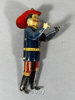 Vintage 1950's Marx Tin Litho Climbing Fireman Toy WORKS, See VIDEO