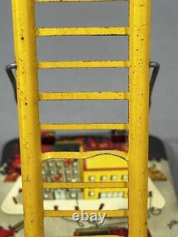 Vintage 1950's Marx Tin Litho Climbing Fireman Toy WORKS, See VIDEO