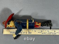 Vintage 1950's Marx Tin Litho Climbing Fireman Toy WORKS, See VIDEO