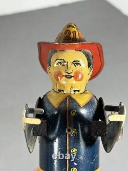 Vintage 1950's Marx Tin Litho Climbing Fireman Toy WORKS, See VIDEO