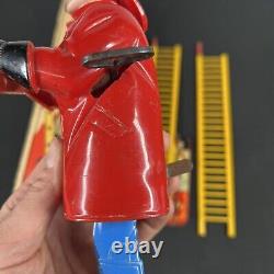 Vintage 1950's Marx Tin Litho Climbing Fireman Toy With Box WORKS