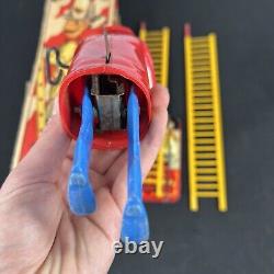 Vintage 1950's Marx Tin Litho Climbing Fireman Toy With Box WORKS