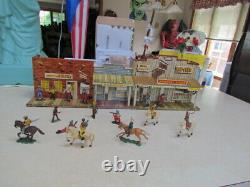 Vintage 1950's Marx Tin Lithograph Western Town withRobbers & Jailer Figures