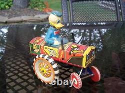 Vintage 1950's Marx Walt Disney Donald Duck Wind-up Tin Litho Dipsy Crazy Car