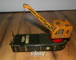 Vintage 1950s Linemar Marx Dockside Dock Loading Crane B-14 Wind Up Tin Toy Rare