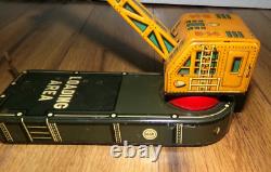 Vintage 1950s Linemar Marx Dockside Dock Loading Crane B-14 Wind Up Tin Toy Rare