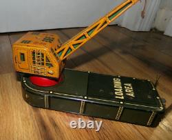 Vintage 1950s Linemar Marx Dockside Dock Loading Crane B-14 Wind Up Tin Toy Rare