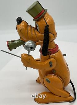 Vintage 1950s Marx Disney Pluto the Drum Major Wind Up Tin Toy Litho Japan