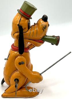 Vintage 1950s Marx Disney Pluto the Drum Major Wind Up Tin Toy Litho Japan