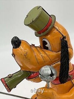 Vintage 1950s Marx Disney Pluto the Drum Major Wind Up Tin Toy Litho Japan