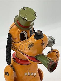 Vintage 1950s Marx Disney Pluto the Drum Major Wind Up Tin Toy Litho Japan