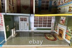 Vintage 1950s Marx Dollhouse Tin Metal Litho Colonial Doll House WithFurniture