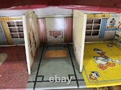 Vintage 1950s Marx Dollhouse Tin Metal Litho Colonial Doll House WithFurniture