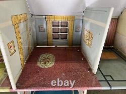 Vintage 1950s Marx Dollhouse Tin Metal Litho Colonial Doll House WithFurniture