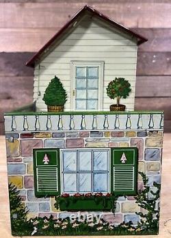 Vintage 1950s Marx Dollhouse Tin Metal Litho Colonial Doll House WithFurniture