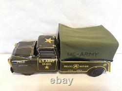Vintage 1950s Marx Lumar Us Army Hdq 5th Division Truck Pressed Tin Litho