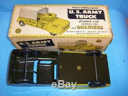 Vintage 1950s Marx Lumar Us Army Hdq 5th Division Truck Pressed Tin Litho Nmib