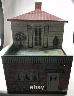 Vintage 1950s Marx Metal Tin Litho Dollhouse Suburban Colonial