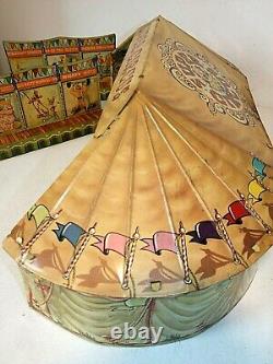 Vintage 1950s Marx SUPER CIRCUS Tin Litho Tent PLAYSET Figures 4320 Original BOX