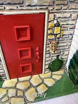 Vintage 1950s Marx Tin Litho Large L-Shaped Ranch Style House Doorbell + extras