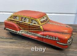 Vintage 1950s Tin Friction Wind Up Marx Wolverine Woodie Toy Cars