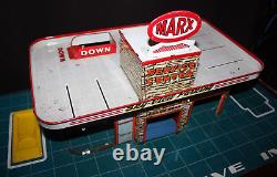 Vintage 1950s Tin Marx 24 Hr Service Station Car Mechanic withAccessories READ