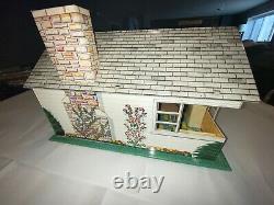 Vintage 1953 Marx Tin Metal Doll House T-Shape Ranch Mid Century