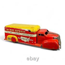 Vintage 1960's Marx Tin Litho Hi Way Express Truck Car Cross Country Service