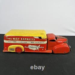 Vintage 1960's Marx Tin Litho Hi Way Express Truck Car Cross Country Service