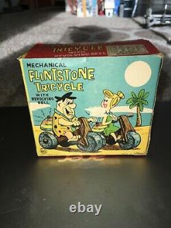 Vintage 1962 Marx Flintstones Dino On Trike Celluloid And Tin Wind Up