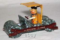 Vintage 1962, Marx Tin Friction Toy, Fred Flintstone Fliver, Exc Working Cond