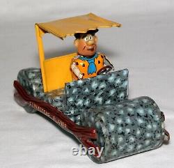 Vintage 1962, Marx Tin Friction Toy, Fred Flintstone Fliver, Exc Working Cond