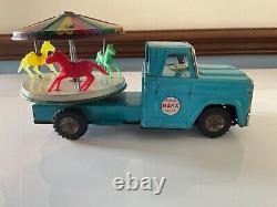 Vintage 1967 Marx Tin Friction Carousel Truck, Made in Japan. NICE! WORKS