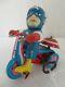 Vintage 1968 MARX Tin Wind Up Marvel Super Hero CAPTAIN AMERICA WORKING Tricycle