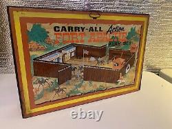 Vintage 1968 Marx Fort Apache Carry-All Action Playset with Tin Building Row