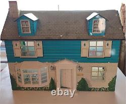Vintage 1970s Marx Tin Doll House Metal Litho 2 Story Colonial 5 Rooms withacces