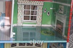 Vintage 1974 Marx Tin Doll House Metal Litho 2 Story Colonial 5 Rooms withacces