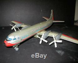 Vintage 50's Marx Line Mar Tin Battery Airplane American Airlines N6100A Japan