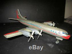 Vintage 50's Marx Line Mar Tin Battery Airplane American Airlines N6100A Japan