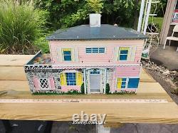 Vintage 50's Marx Metal Vintage Doll House Tin Litho Two Story Colonial Clean