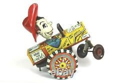 Vintage 50's Marx Milton Berle Whirl & Twirl Tin Windup Lithograph Crazy Car Toy