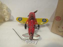 Vintage 50's Rollover Plane Louis Marx Co Wind Up Tin Airplane Propeller Boxed