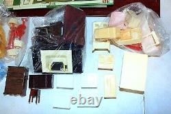 Vintage 50s Marx Suburban Colonial Doll House withBox & Furniture, Tin Litho #4052
