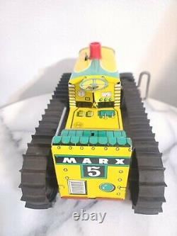 Vintage 50s Marx Tin Litho #5 Climbing Tractor wind up With Key Works