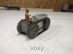 Vintage 9 Marx Tin Litho Wind Up Caterpillar Track Type Tractor Bulldozer